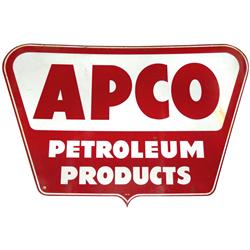 Petroliana, Apco Petroleum Products porcelain sign, 2-sided, c.1950's, Exc cond on both sides, 37"H 
