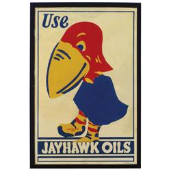 Petroliana, Use Jayhawk Oils metal sign, copyright 1922 by B&B-St. Paul, MN, top 60% has been prof r