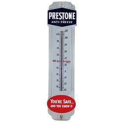 Petroliana, Prestone Anti-Freeze thermometer, porcelain, nice & clean, Exc cond, 36"H x 9"W.