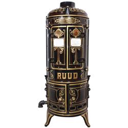 Ruud Water Heater, beautifully restored as a bar w/3 lighted glass shelves, mfgd in Pittsburg, PA, #