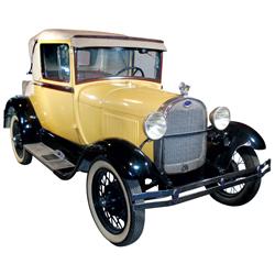 Automobile, 1929 Ford Cabriolet w/all the extras, includes rumble seat, extra wheel on fender & lugg