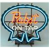 Image 1 : Breweriana, Pabst on Tap neon beer sign, colorful red white & blue sign in VG working cond.