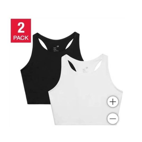 GapFit 2-Pack Tank Bra, Size XL/TG, White and Black