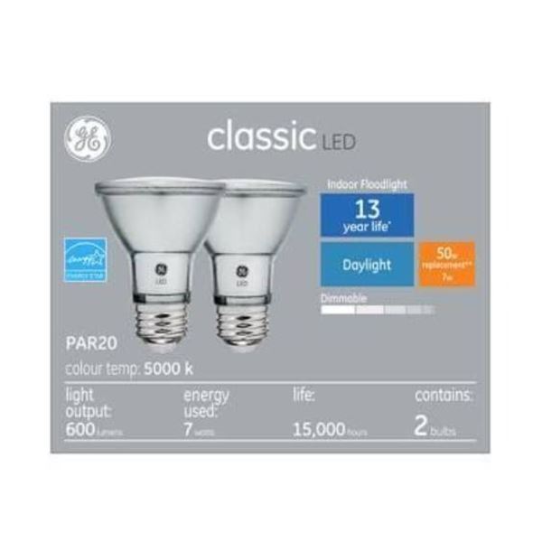 Lot of 2 - GE Classic LED PAR20 Indoor Floodlight Bulbs, 2-Pack, 5000K Daylight