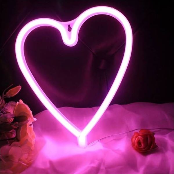 Heart Neon Signs LED Night Lights for Wall Decor USB or Battery Signs