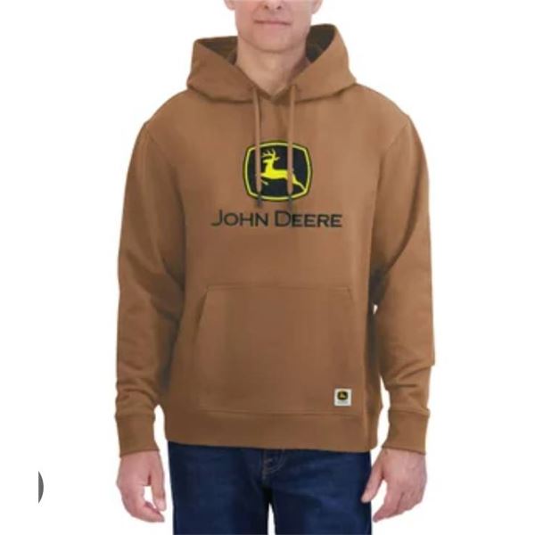 John Deere Brown Hoodie with Green and Yellow Logo, XL/TG