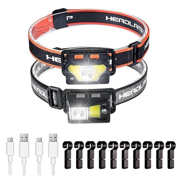 BSTARS Headlamps Pack of 2 Rechargeable LED Headlight Ultra Bright 1000 Lumen Head Lamps with Red Li