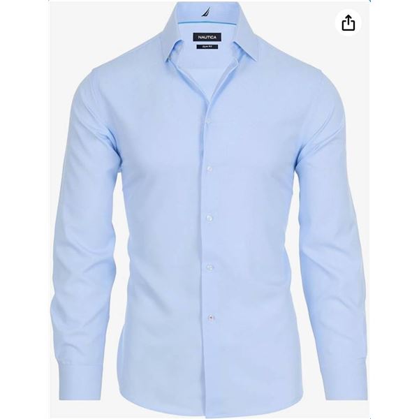 Nautica Men's Dress Shirt, Slim Fit, Size 15, Sleeve 32/33