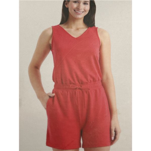 Ladies' Sleeveless Red Romper with Drawstring Waist (Size Small)
