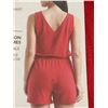 Image 3 : Ladies' Sleeveless Red Romper with Drawstring Waist (Size Small)