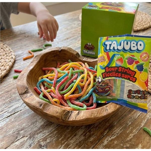 Lot of 12 Tajubo Sour String Candy â€“ Sour Rainbow Flavor, 80 g each