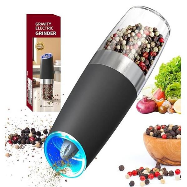 CIRCLE JOY Electric Pepper Grinder Gravity Sensor Automatic Pepper Mill Grinder with Adjustable Coar