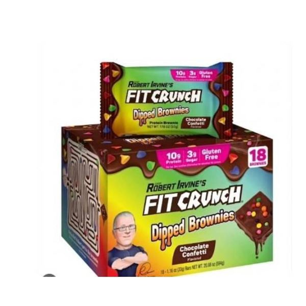 Robert Irvine's Fit Crunch Dipped Brownie, Chocolate Confetti, 17 Count