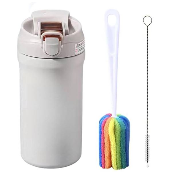 Small 20oz Stainless Steel Water Bottle with Straw - Two Ways Drinking, Leak Proof & Spill Proof, Co