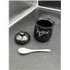 Image 3 : Black Ceramic Sugar Bowl With Lid and Spoon, 12 Oz Capacity