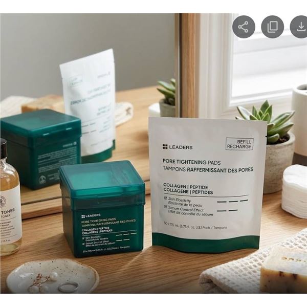 Leaders Pore Tightening Pads with Collagen and Peptides - 50 Pads, 170 mL