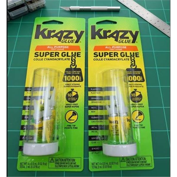 Krazy Glue Super Glue 2 packs of 4x1g tubes , Unused
