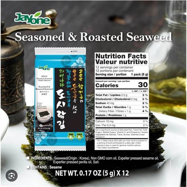 Jayone Seasoned Roasted Seaweed 33x5g Packs