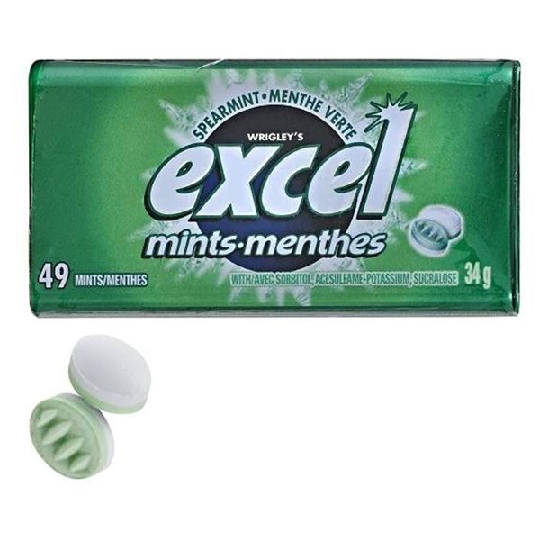 Excel Spearmint Mints 4 Pack 34g Each