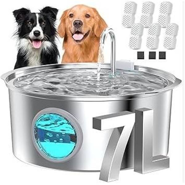 GrookPet 1.8-Gallon 7L Pet Water Fountain for Cats and Dogs