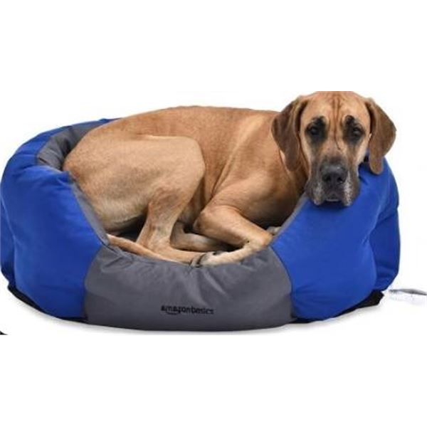 Amazon Basics Water-Resistant Pet Bed, Oval, Large, Blue