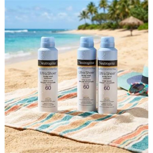 Neutrogena Ultra Sheer SPF 60 Body Mist Sunscreen, 3 x 141 g