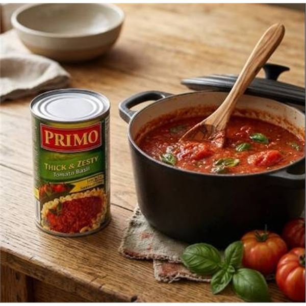 6 Primo Thick & Zesty Tomato Basil Sauce Cans