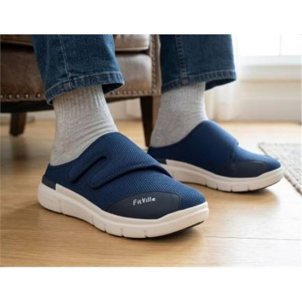 FitVille EasyTop Diabetic Slipper VS, Size 10EW, US Men's