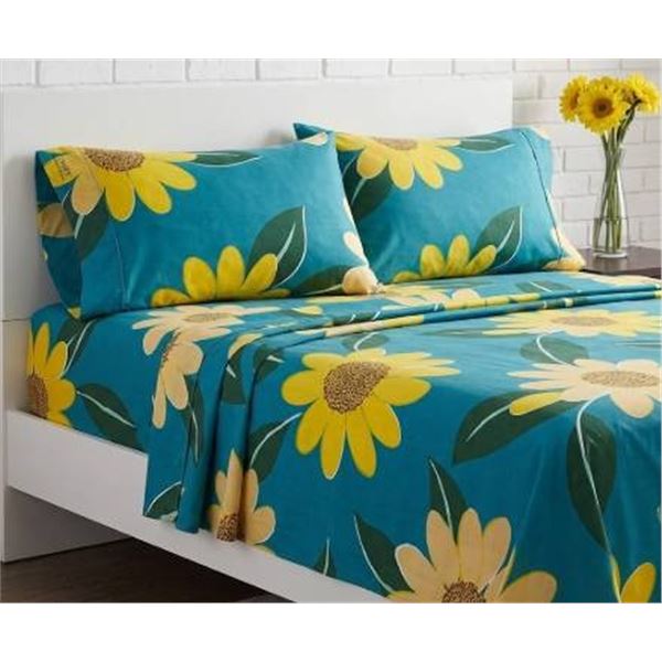 Comfy Home Queen Size Grand Lit Bedding Set, Yellow Floral Design