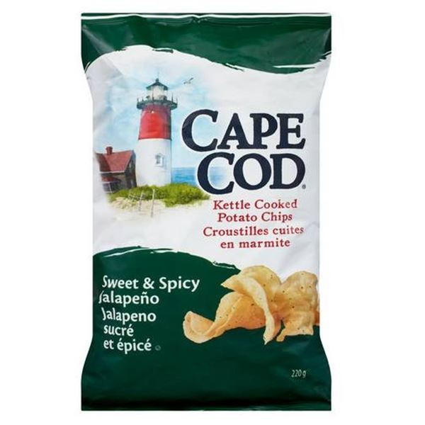 Cape Cod Kettle Cooked Potato Chips 12 x 220g Sweet & Spicy Jalapeno