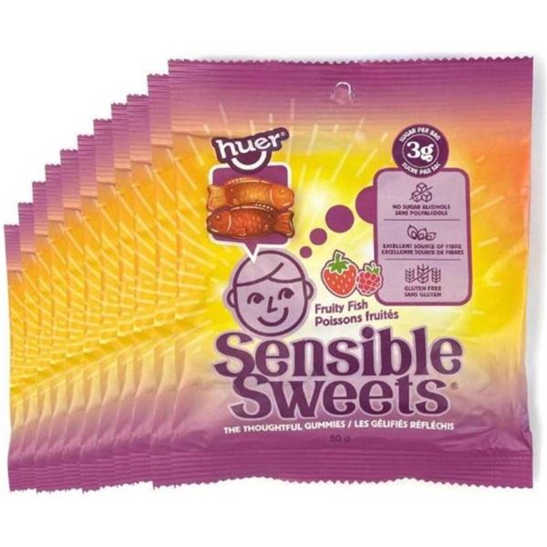 Huer Sensible Sweets Fruity Fish Gummies 600g (12 x 50g Bags)
