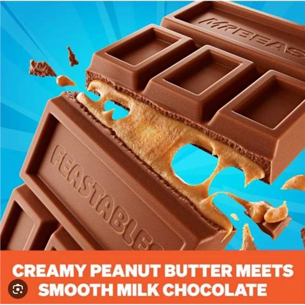 Mr. Beast Feastables Chocolate Bars, Peanut Butter Variety, 24 x 35g