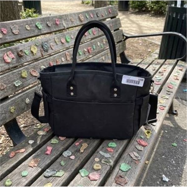 Rainsmore Black Tote Bag with Shoulder Strap and Multiple Pockets