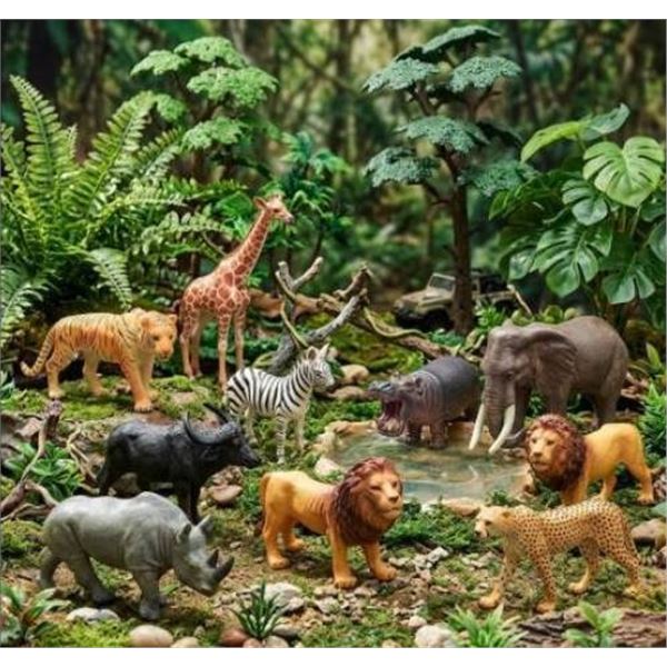 Prextex Safari Animals 9-Piece Model Set for Ages 3 and Up