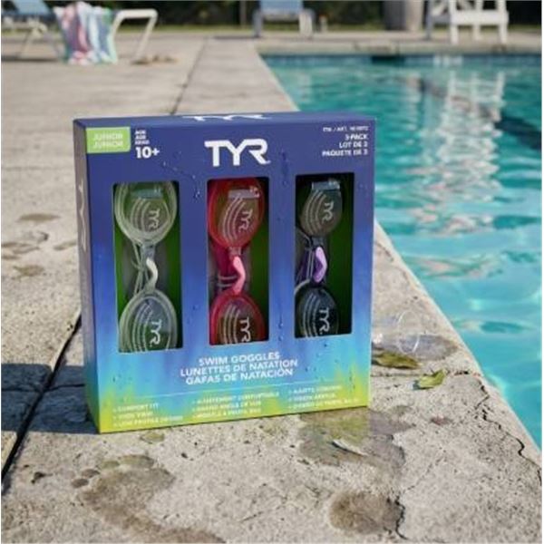 TYR Junior Swim Goggles 3-Pack For Ages 10+
