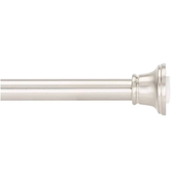 AmazonBasics 1-Inch Curtain Rod with Cap Finials, 36-72 in, Nickel Finish