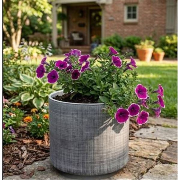 Rivet Rustic Textured Stoneware Planter, Dark Grey, B07Q6XVKWB
