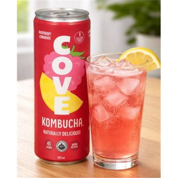 Cove Kombucha 12 x 355mL Raspberry Lemonade Cans