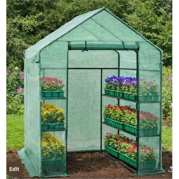 Walk-in Greenhouse with PE Cover and Access Panel, 56x56x77 Inches