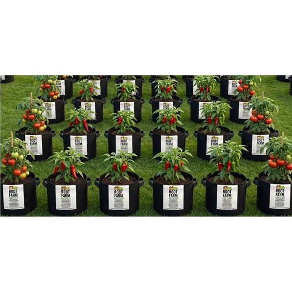 Root Farm 5.7L Grow Felt Garden Pot Promotes Aeration LOT OF 24 POTSÂ