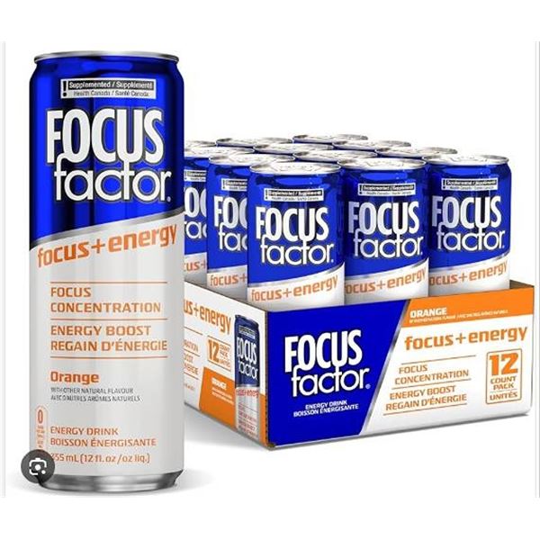 Focus Factor Focus+Energy Orange, 12 cans, each 355ml.