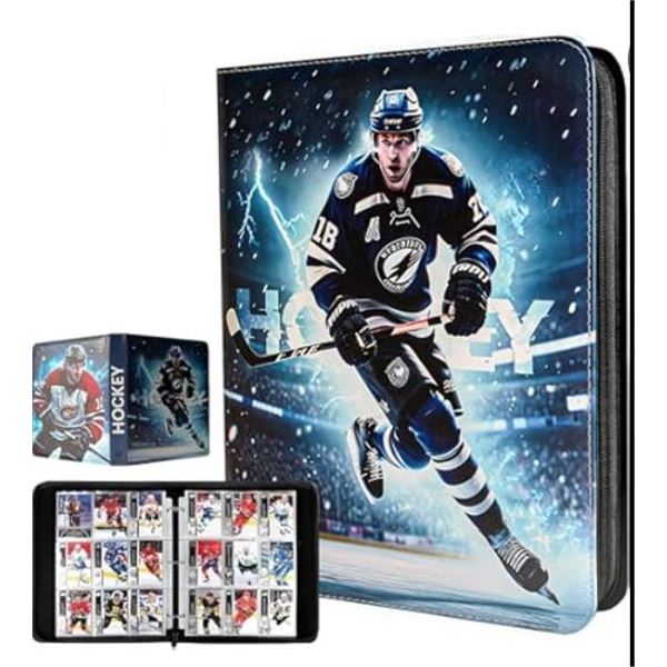 Hockey-Themed Trading Card Binder with Pre-Installed Pages