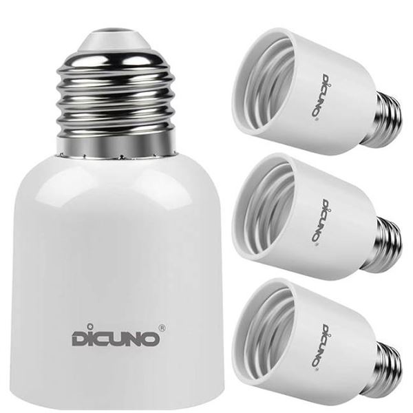 Dicuno E26 to E26 Socket Adapters, Set of 4
