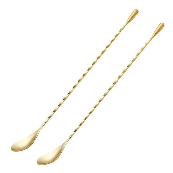 Briout 2-Piece 12-Inch Gold Shaker Bar Spoon Set