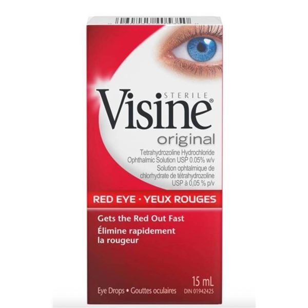 Visine Red Eye Eye Drops, 15 mL - Lot QJB1T01