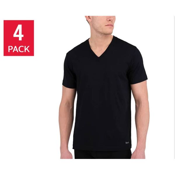 Kenneth Cole 4-Pack Cotton Stretch V-Neck T-Shirts, Size S/P, Black