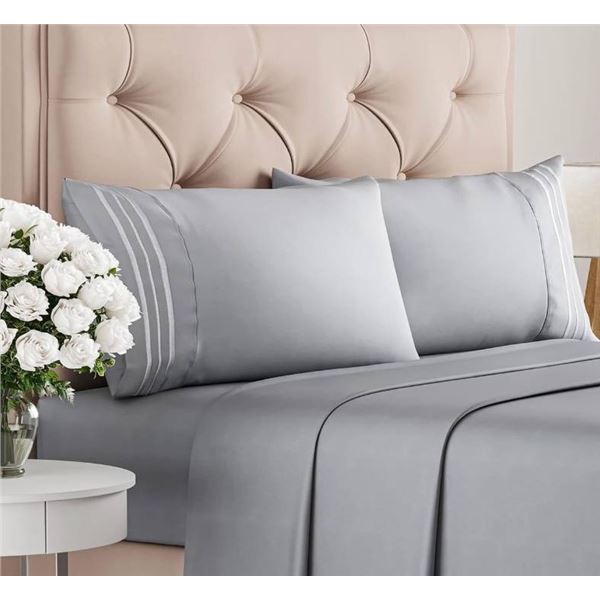 Comfy Bamboo World 9900 Series King Size 4-Piece Bed Sheet Set, Celeste Style