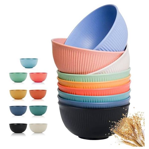 Cereal Bowls, 9 PCS Soup Bowls Wheat Straw Fiber Unbreakable Lightweight Bowls