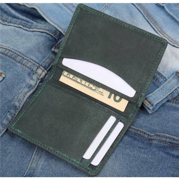 Foxhackle Leather RFID Credit Card Case in Seattle Green