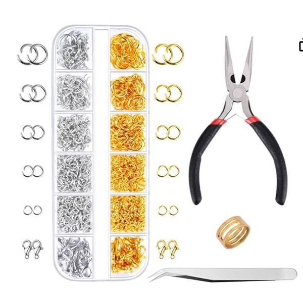 Paxcoo 1200Pcs Open Jump Rings and Lobster Clasps Jewelry Findings Kit with Pliers for Jewelry Makin